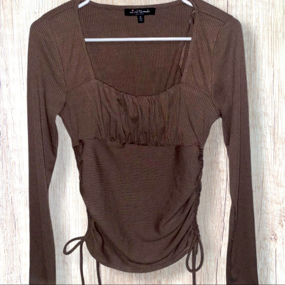 Brown Ruffle Top